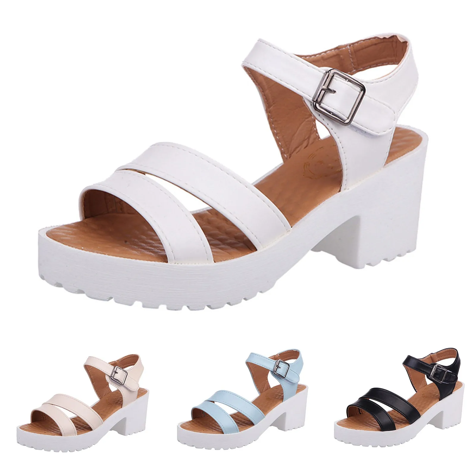 shoes woman 2024 trend Up Breathable Shoes Chunky Fashion Sandals Heels Casual Womens Lace Women\'s women sandals on offer