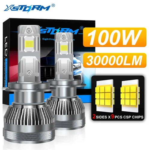 XSTORM H7 faro LED 30000LM 100W bombillas de coche LED H4 faro Canbus H1 H11 9005 9006 luz Turbo de coche 6500K 12V 24V