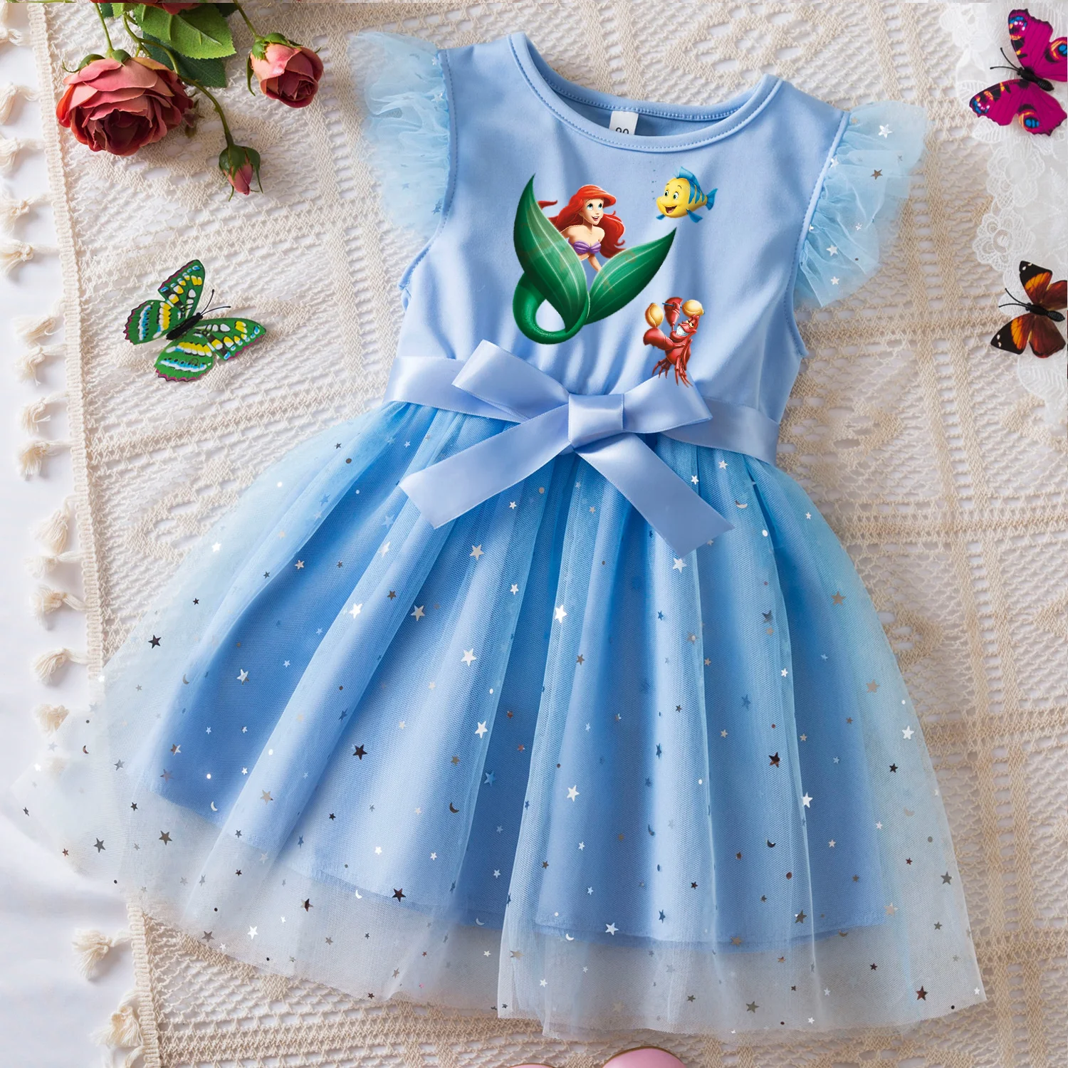 

The Little Mermaid Summer Toddler Girl Dress Princess Star Baby Girls Clothes Tulle Tutu Dress for Children Party Dress 2-6Y