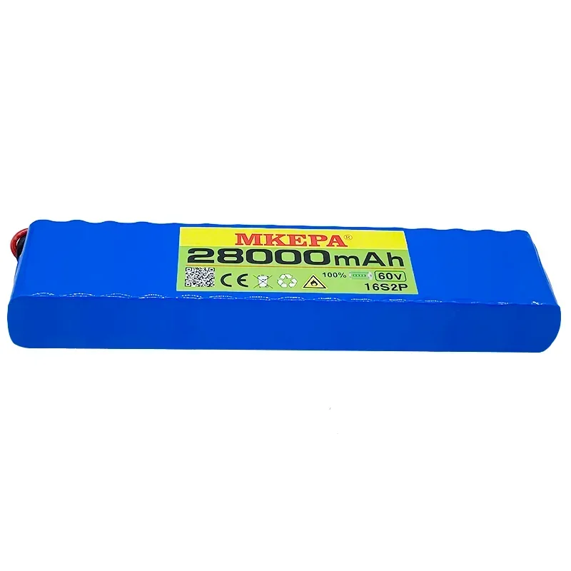 60V 16s2p battery pack Li ion battery pack 67.2v 28ah eBike electric bicycle scooter with BMS 1000W plug and charger