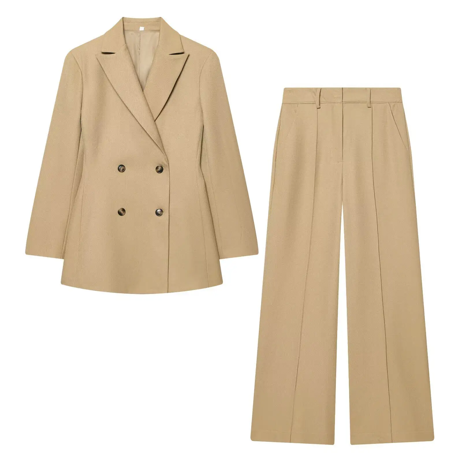 

Spring Simple Women's Commuting Suit American Casual Fashion Solid Color Suit Jacket Straight Leg Pants Office Lady 2-piece Set