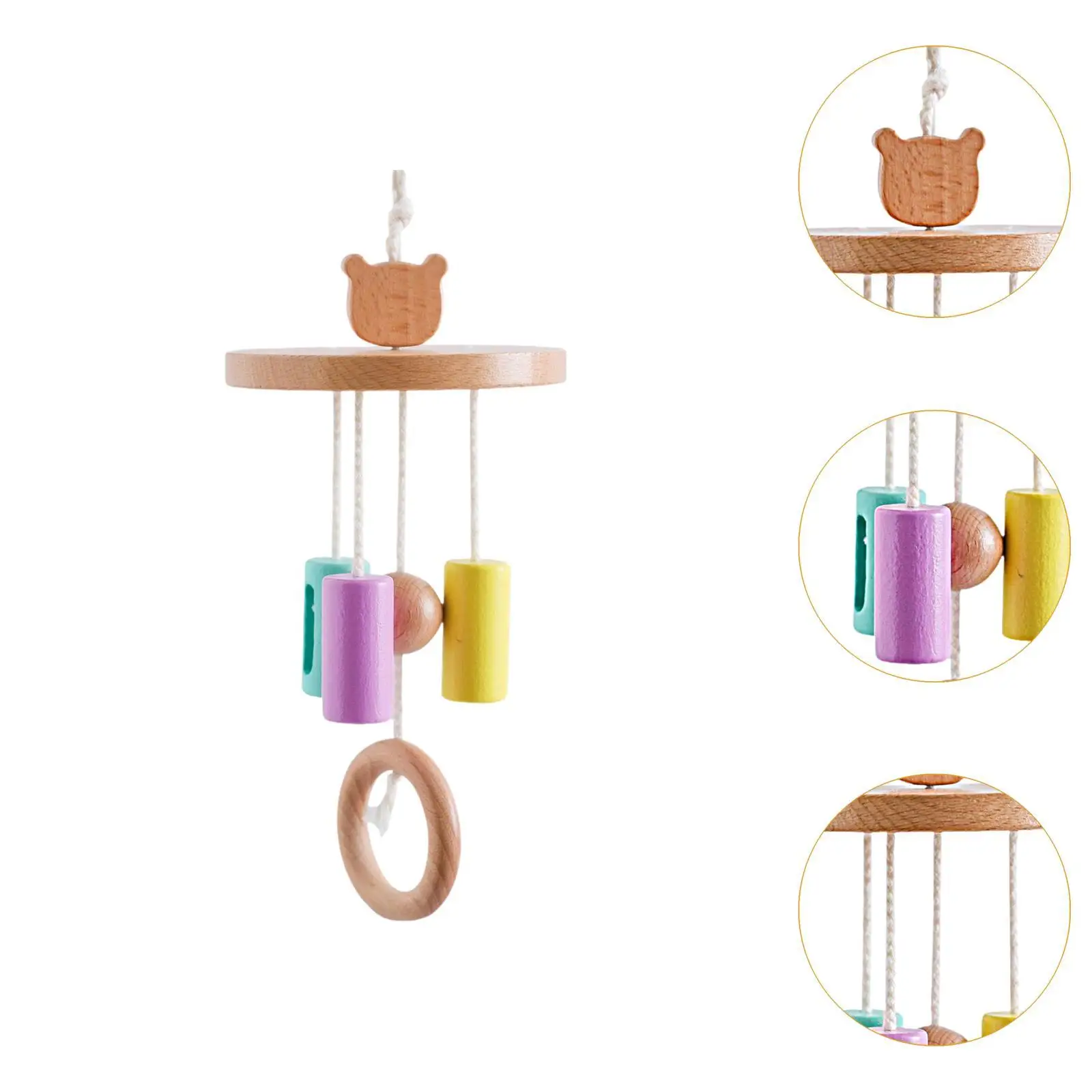 Wooden Baby Crib Mobile Developmental Toys Cute Hanging Bed Bell Toy Nursery Decoration Nursery Mobile for Baby Girls Boys Kids
