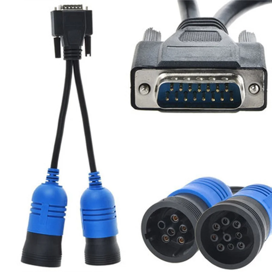 PN 405048 6Pin 9pin Y Cable for Nexiq USB Link 125032 Diesel Truck Deutsch Adapter 6 Pin 9 Pin To DB15 PIN Male OBD Connector