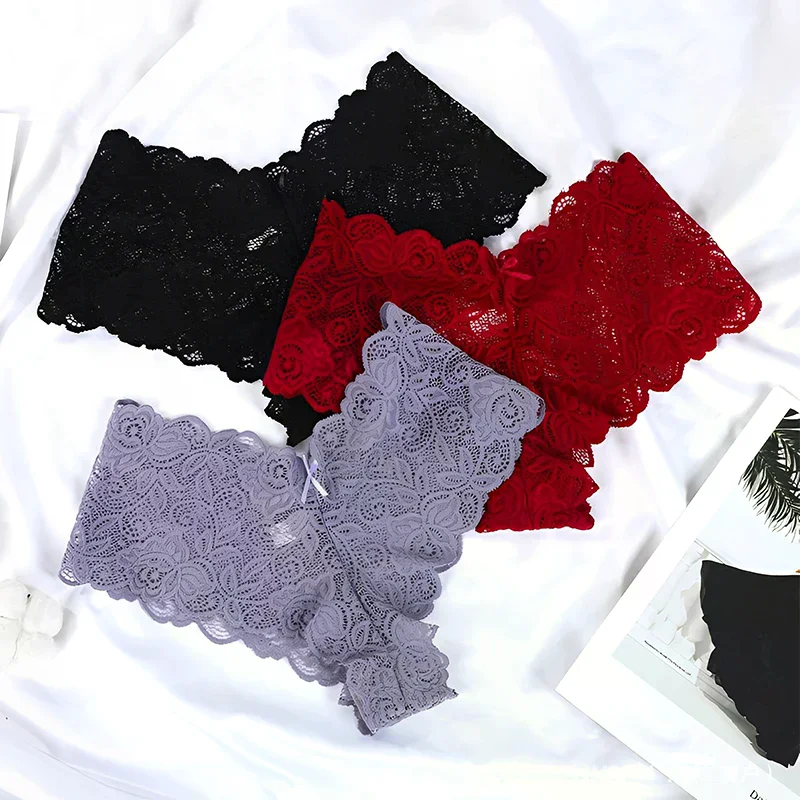 

Сексуальные женские кружевные трусики с цветочным принтом, перспективное нижнее белье с V-образной талией, однотонные трусы, дышащее нижнее белье