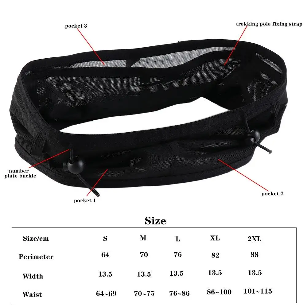 Black Cycling Mobile Phone Case Large Capacity Gym Running Waist Pack Running Belt Running Waist Bag Sports Belt Pouch