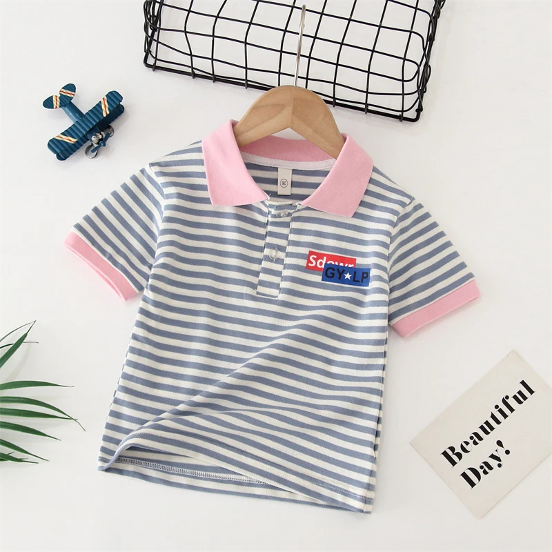 Baby cotton T-shirt summer new short-sleeved POLO shirt women's children's shirt western summer dress boy compassionate shirt