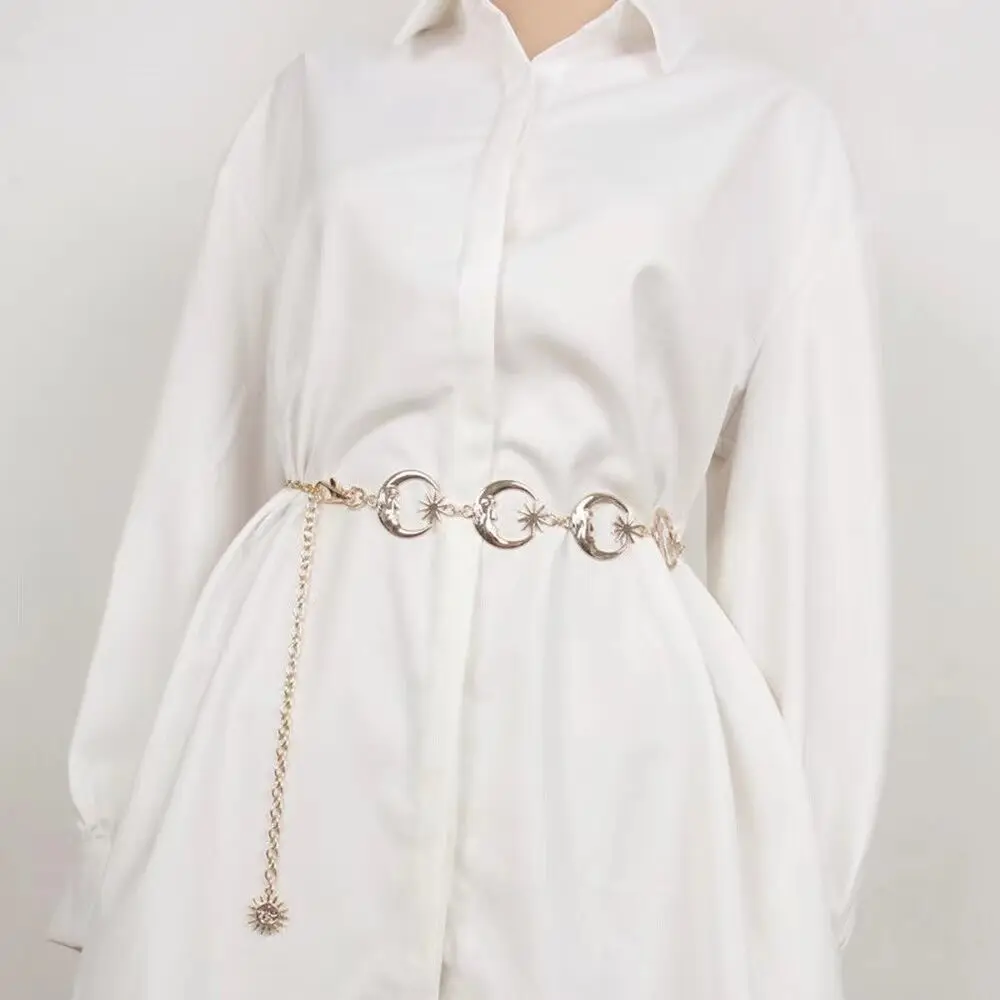 Fashion Moon Sun Metal Belts Women Vintage Waist Chain Pendant Waist Belts Dress Jeans Belts 1 Pc image 2