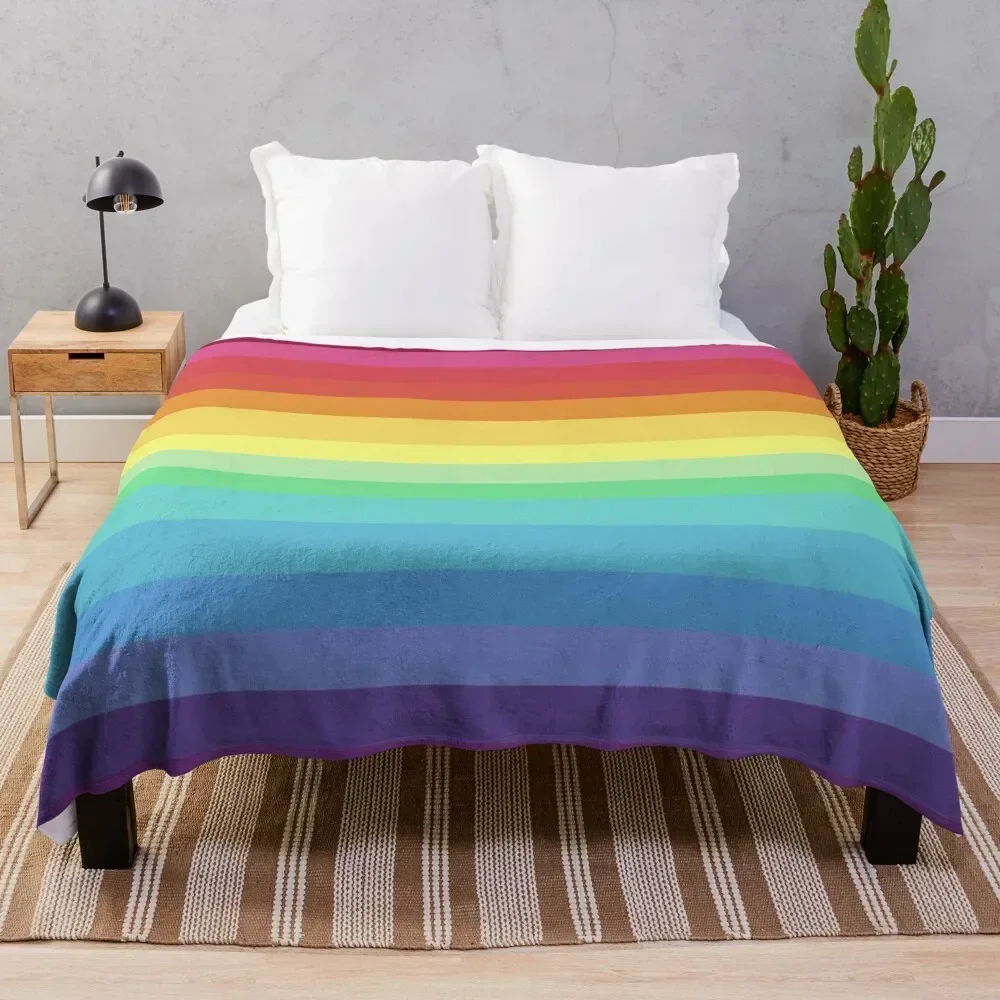 

Rainbow Stripes Throw Blanket Compact Warm Blanket for Car Road Trip