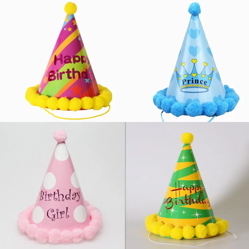 5 pçs crianças festa de aniversário chapéu colorido pom-pom chapéus amigos família atividades festa headwear decorações presentes para crianças xpy