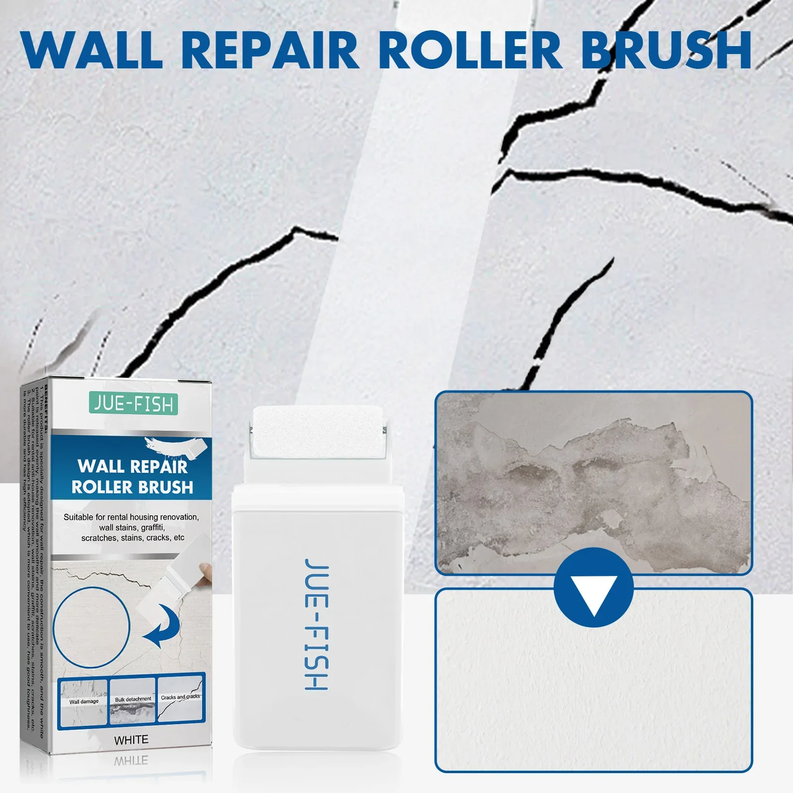 Wall Repair Rolling Brush Graffiti Cover Renovation White Paint Peeling Moisture Proof Anti Cracks Protection Wall Mending Agent