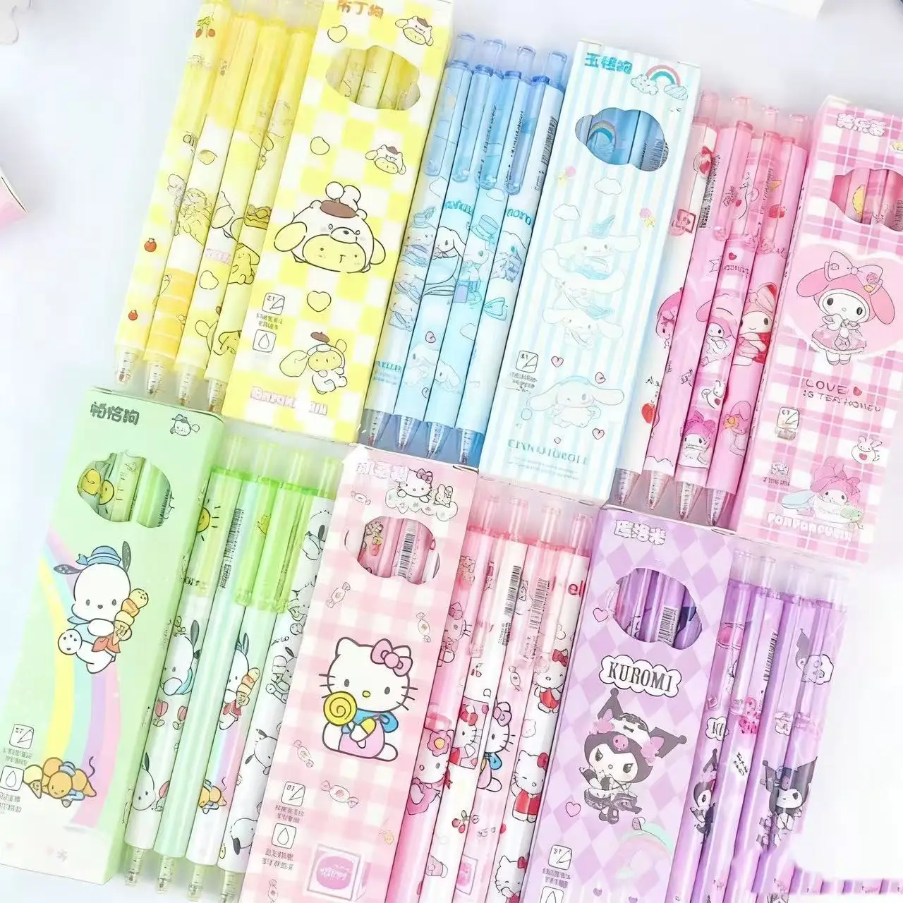 

Набор из 6 ручек Hello Kitty, Kuromi, My Melody: милые быстросохнущие гелевые ручки с плавным письмом, черные, для подписи, студенческие канцелярские принадлежности