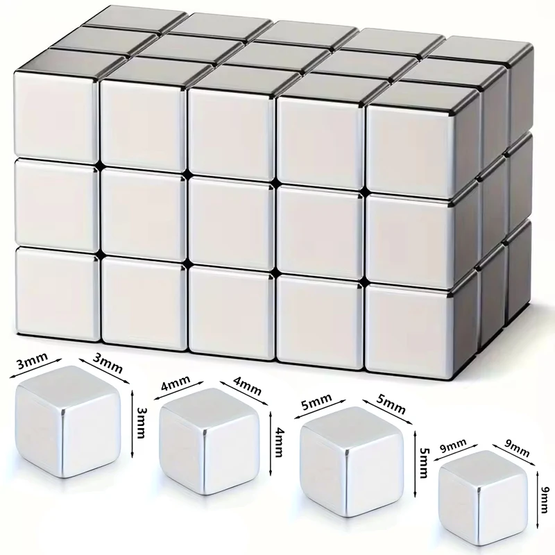 3mm 4mm 5mm 9mm Square Cube Super Strong Magnets Powerful Magnets for Fridge, DIY, Building, Scientific, Craft, Office, Home Use