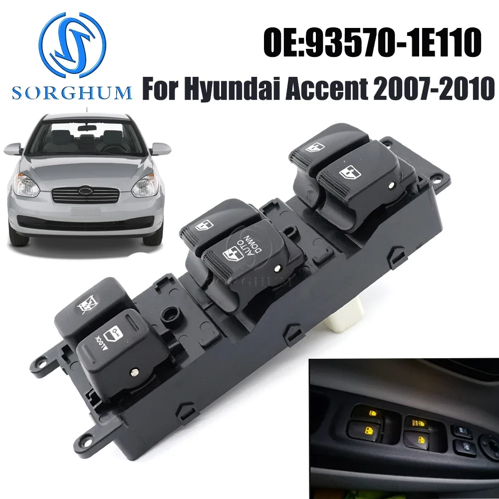 Car Accessories For Hyundai Accent 2007-2010 Front Left Power Window Switch Control Lifter Glass Button 93570-1E110 935701E110