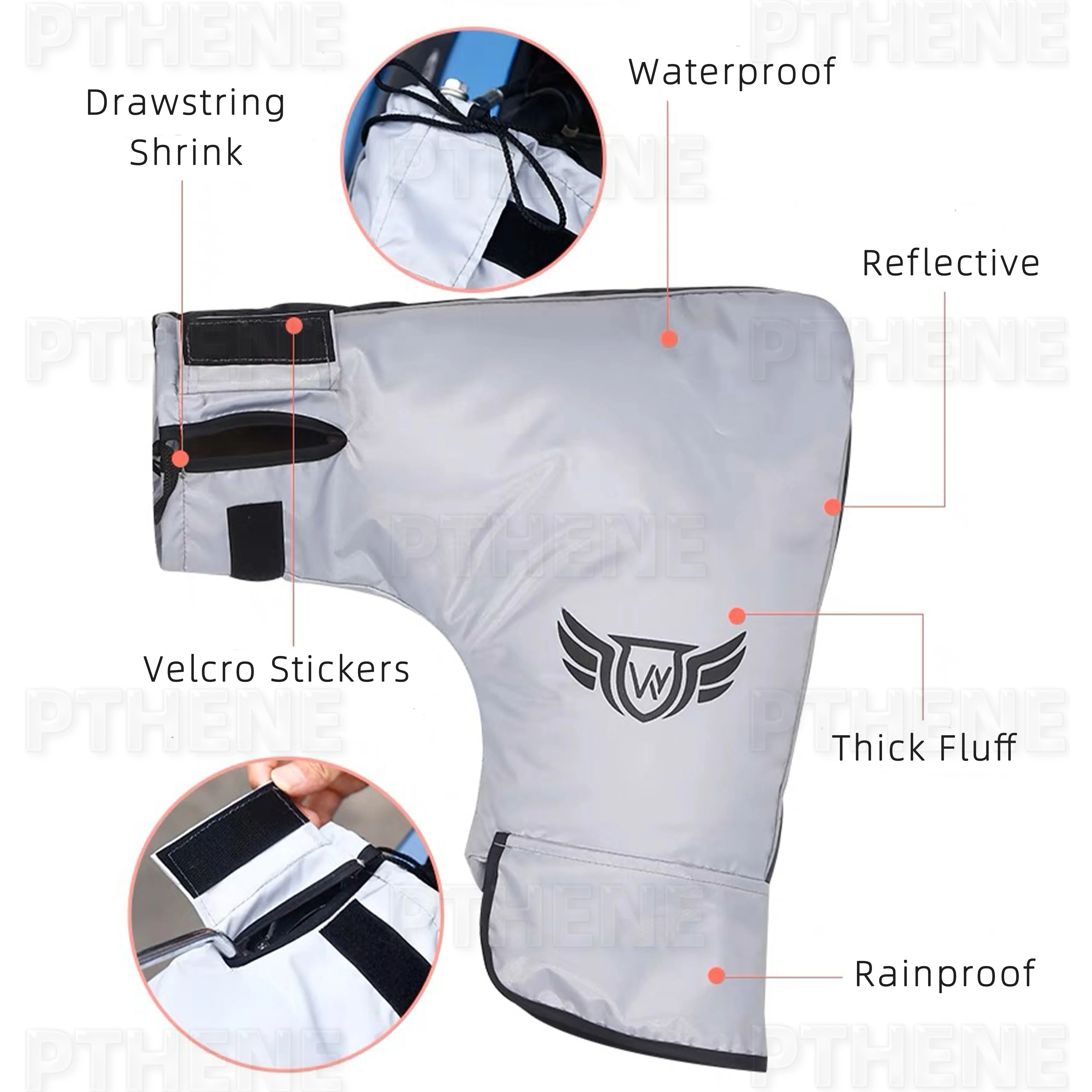 Pthene-guantes de protección para manillar de motocicleta, mangos de protección grandes, a prueba de viento y lluvia, para mantener el calor en