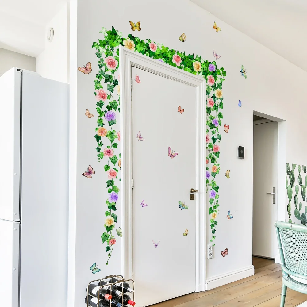 Set of 6 butterfly floral wall stickers for home decoration with modern aesthetic and convenient removable functionality