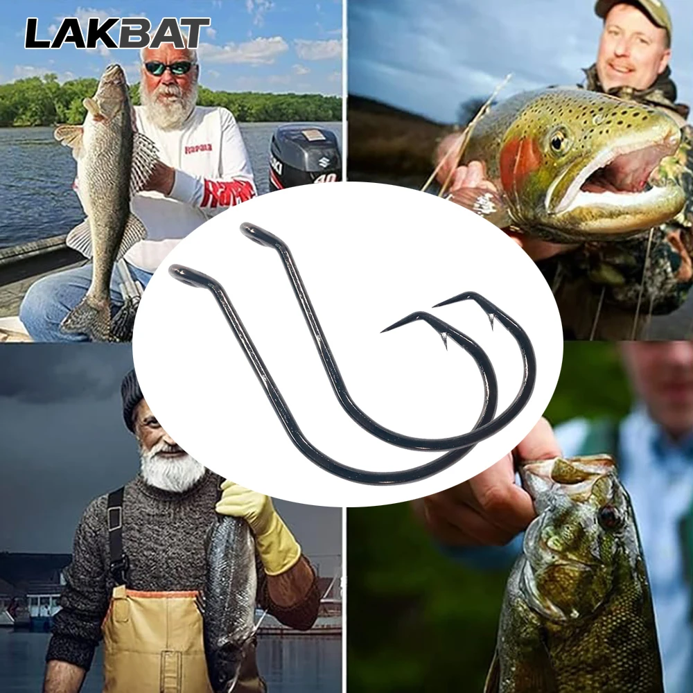LAKBAT 20 Stück 7385 Geneigte Kreishaken, Scharfe Widerhaken, Oktopus-Angelausrüstung für Weichköder, Süß- und Salzwasserfischen – Detail 7