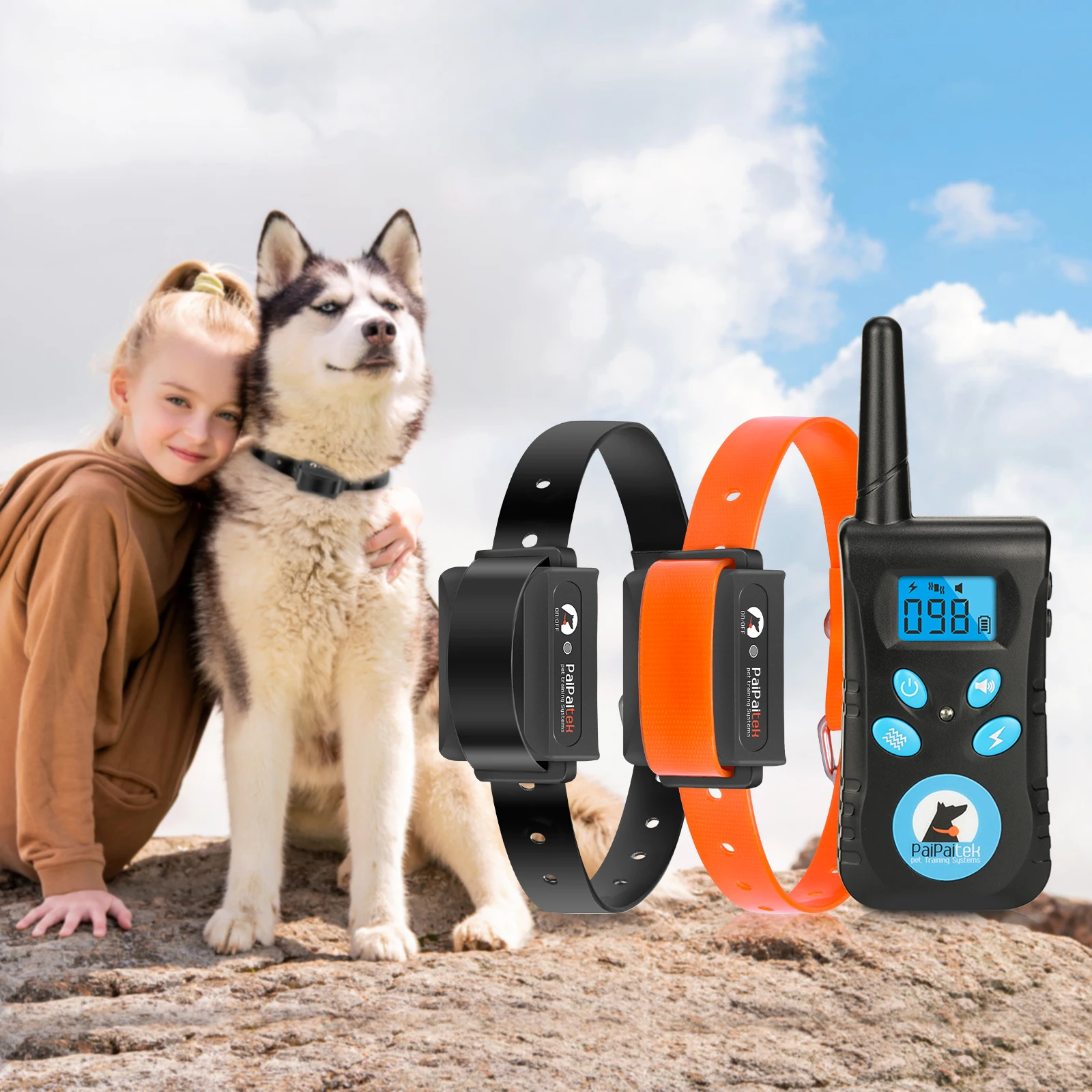 

Ошейник для дрессировки собак 2-в-1 с дистанционным управлением, сигналом и режимами вибрации диапазона 1600 футов, без ударов, водонепроницаемый, регулируемый для всех собак