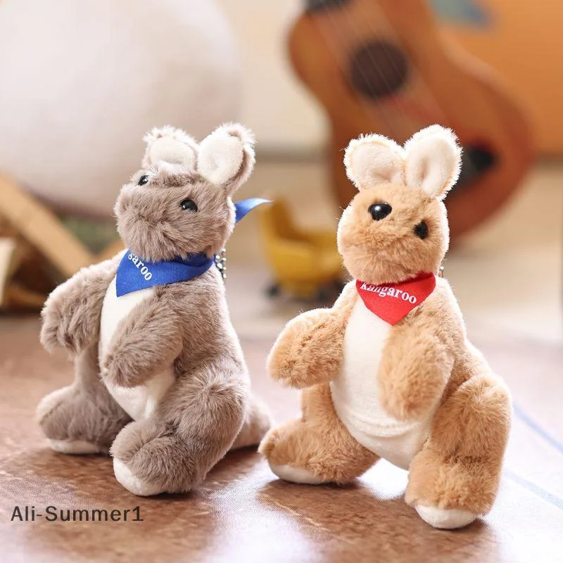 【E】Cute Cartoon Kangaroo Plush Keychain Stuffed Animal Doll Keyring Lovely Bag Pendant Backpack Hanging Decoration Gifts