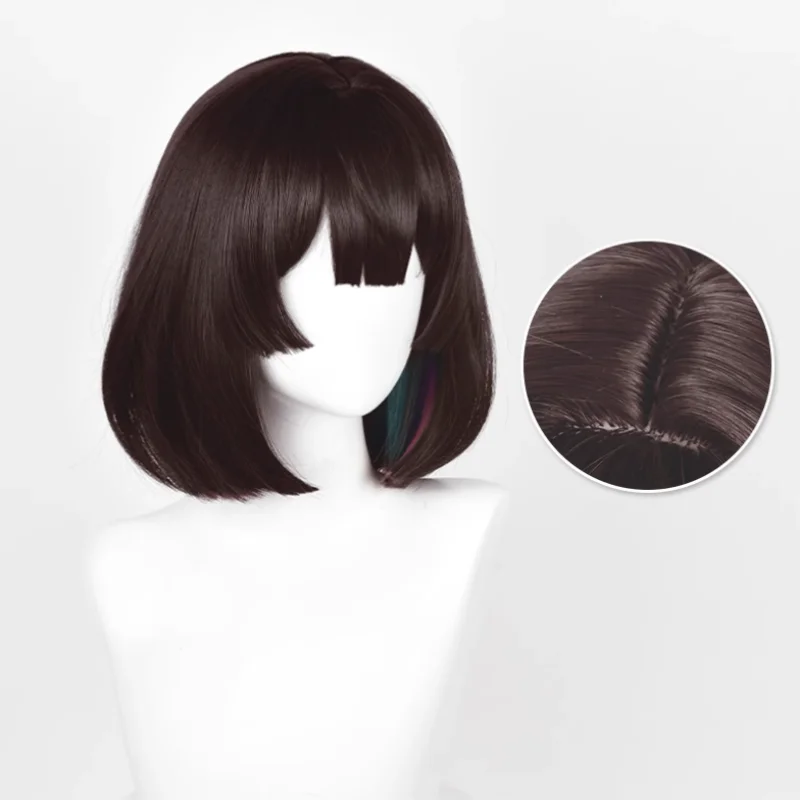 Jeu Honkai: Star Rail Xueyi Cosplay Perruque, Brun Foncé, Épée, Cyan, Cheveux Rouges, Degré de Chaleur, Synthétique, Halloween, Accessoires de ix