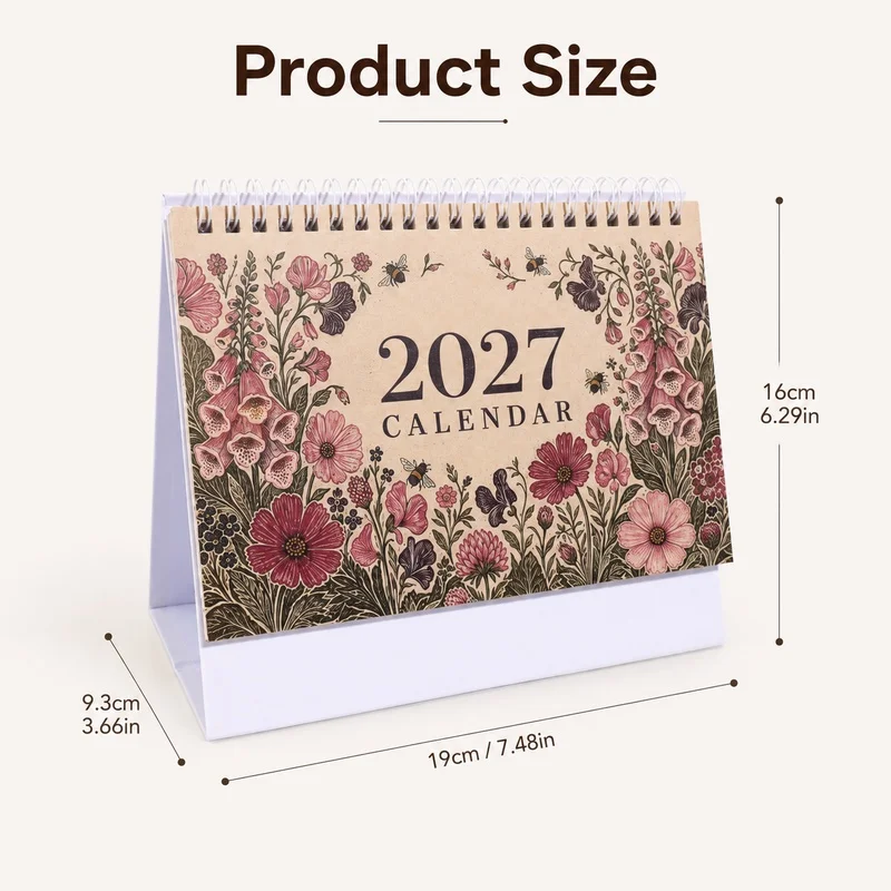 2027 Monthly Desk Calendar Spiral Bound Standing Planner Artistic Desktop Calendar For Office Home Study Schedule Organizer