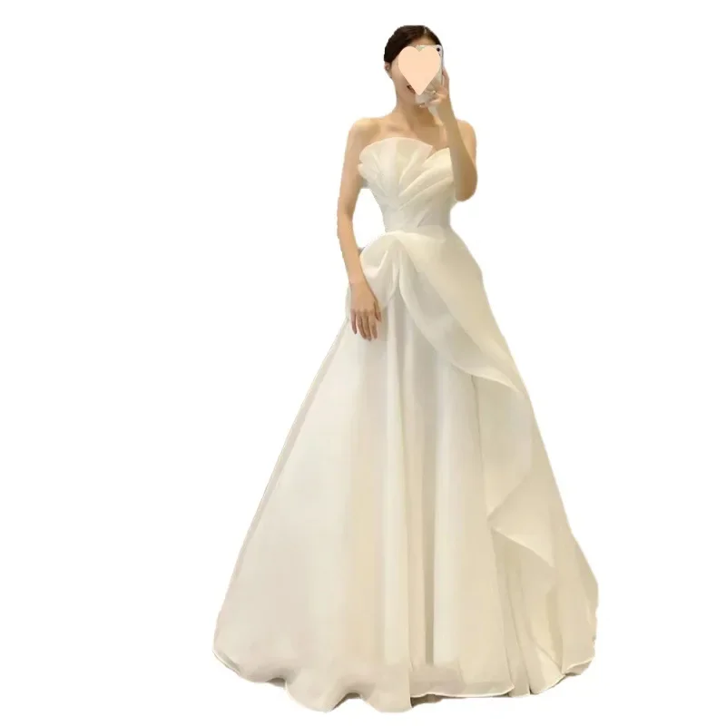 Main wedding dress 402 new style temperament dreamy small size high-end long evening dress