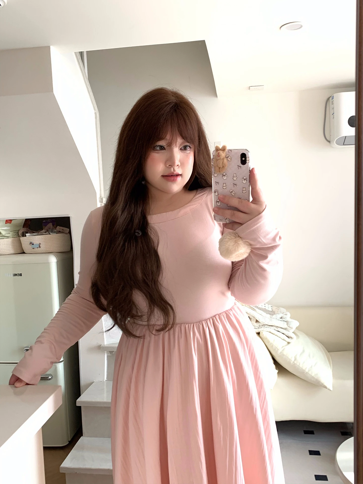 

Soft Long Sve round Ne Dr Ele Knot Waist Gentle Base Long Dr for plus Size Women A-Line Skirt Sle