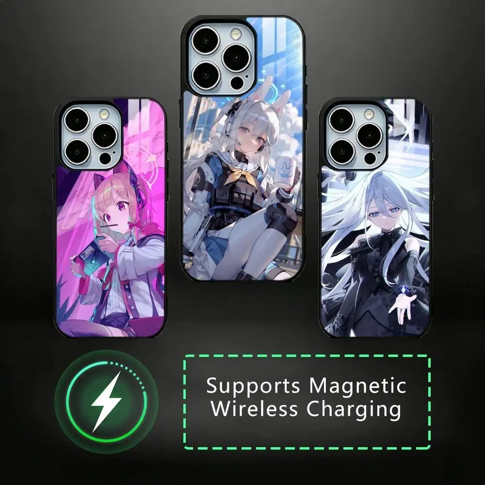 

Blue Archive Phone Case For iPhone17,16,15,14,13,12,11 Plus,Pro Magnetic with Magsafe Wireless Charging