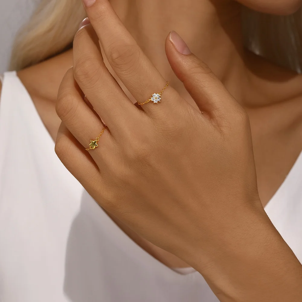 مساعد 925 فضة جميلة فراشة الزركون خواتم للنساء قابل للتعديل سلسلة خواتم INS كوريا العصرية مجوهرات هدايا 1 قطعة