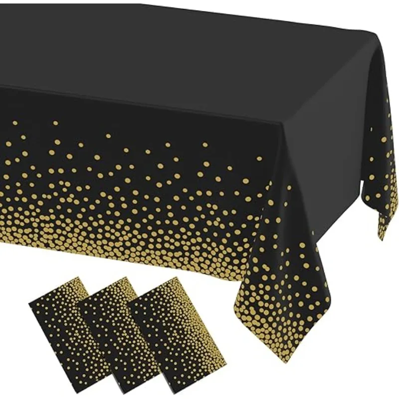 4Pcs Disposable Tablecloths 137×183cm, Available in Black, White and Assorted Colors for Birthday & Picnic Decor.