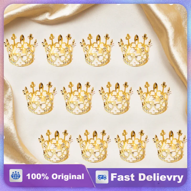 

12pcs Pearl Crown Napkin Rings Zinc Alloy Metal Elegant Table Decor Holder for Wedding Party Banquet Serviette Ring Dining