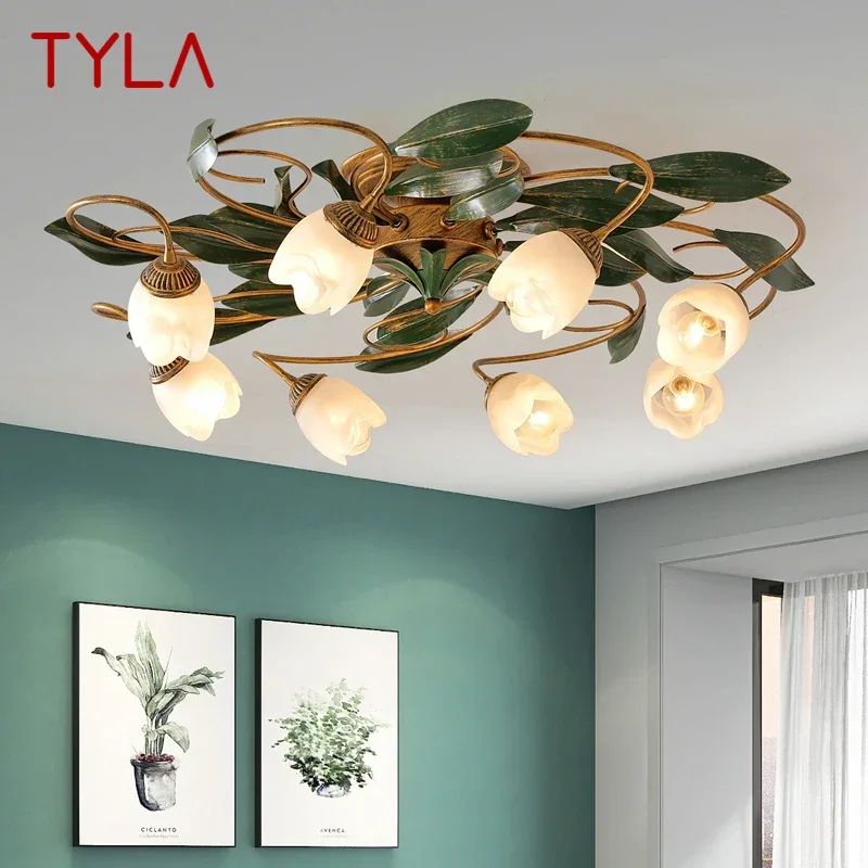 

TYLA American Pastoral Ceiling Light LED Creativity Flower Living Room Dining Room, Bedroom Home Decoration Lights