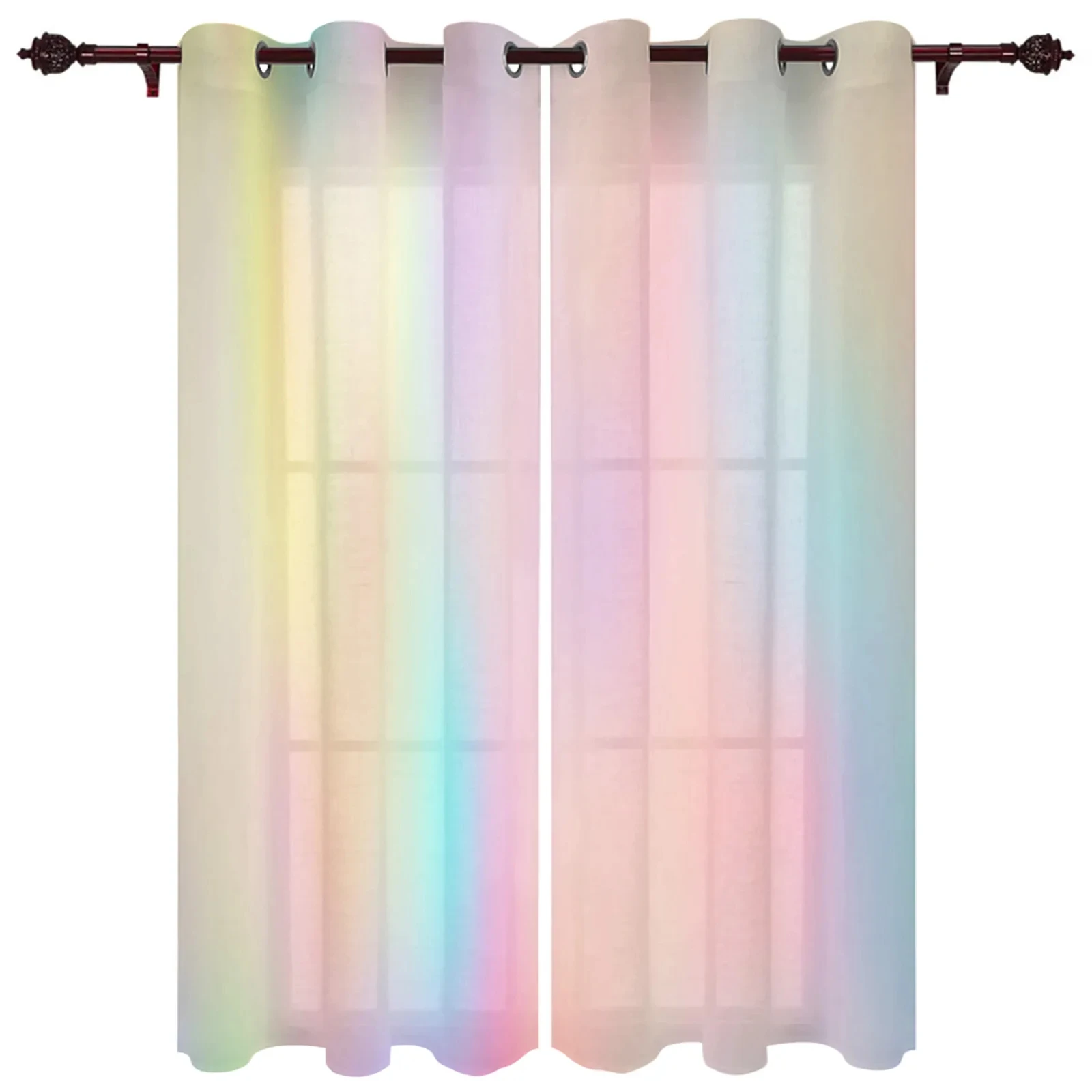 Rainbow Pink Morning Glow Curtains for Home Living Room Window Decoration Curtains In Home Kitchen Luxury Bedroom Drapes