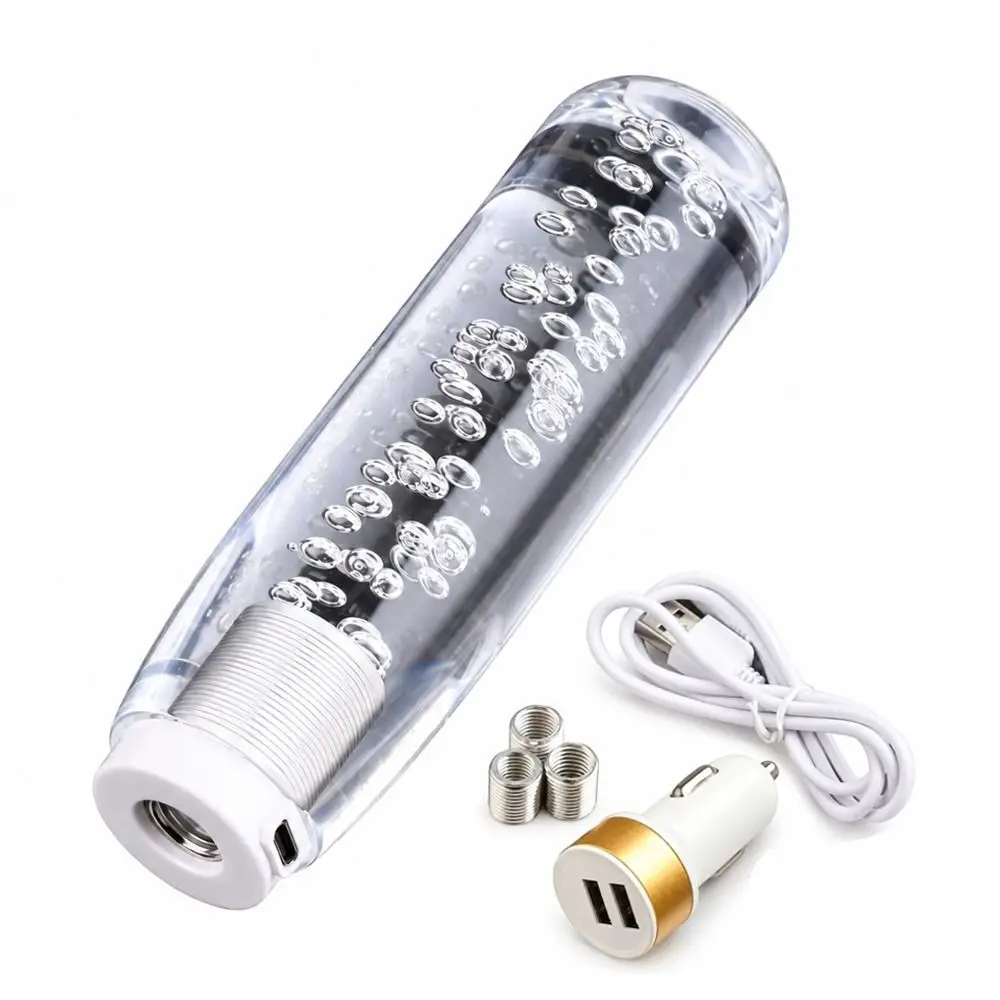 Crystal Transparent Crystal Shift Knob USB Powered Multicolor Gradient Car Gear Shift Knob with Threaded Adapters