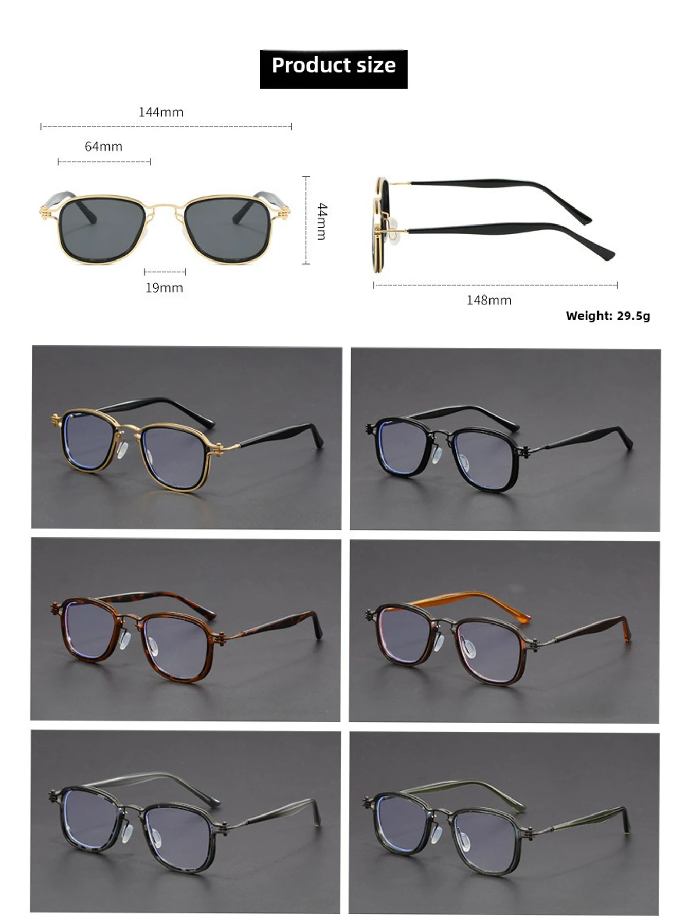 Retro-Kontrast-Modebrille für Damen und Herren, klassische Lesebrille mit optischem Metallrahmen – Detail 1