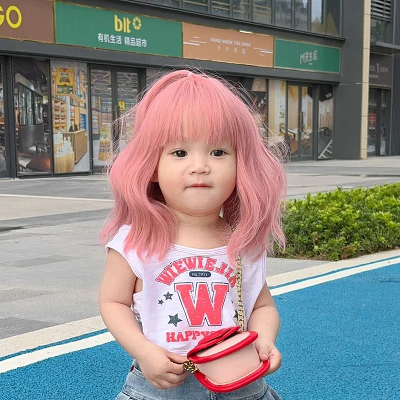 Accesorios para el cabello negro para niños, peluca marrón para bebé, tocado rosa, niña pequeña, cubierta de cabeza fotografiada, tocado para niños