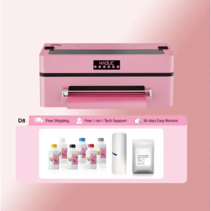 New Pink A3 DTF Portable Inkjet Printer One-Click Ink Refilling Semi-Automatic For Small Business Transfer Ready
