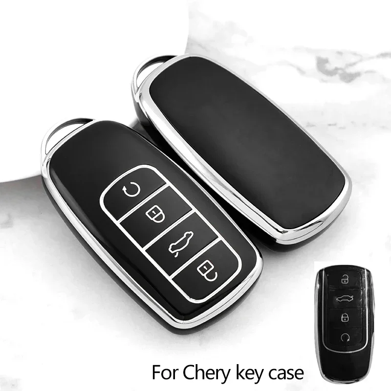 4 Bottons Silver Tpu Car Key Case Cover for Chery Tiggo 7 8 Plus 9 Pro Tiggo 8plus New 5 Plus 7pro Omoda 2022 2023 Accessories