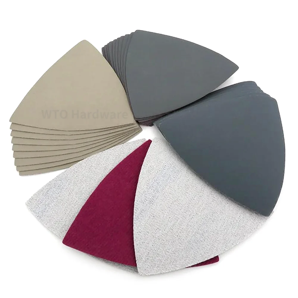 

50 PCS 90*90*90mm Silicon Carbide Triangular Sandpaper Hook and Loop Sanding Disc Waterproof Sandpaper for Glass Auto Polishing