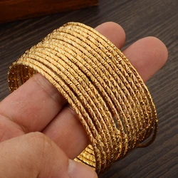 15PCS 24KGold Plated Ethiopian bangle bracelet African Women jewelry Gold Dubai big circle bangles bracelet wedding bridal gift