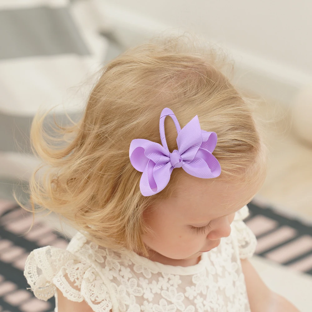 2Pcs/set Lovely Bowknot Hair Clips for Girl 2.75 Inch Solid Bow Girls Grosgrain Ribbon Hairpins Kids Hair Accessories Headwear