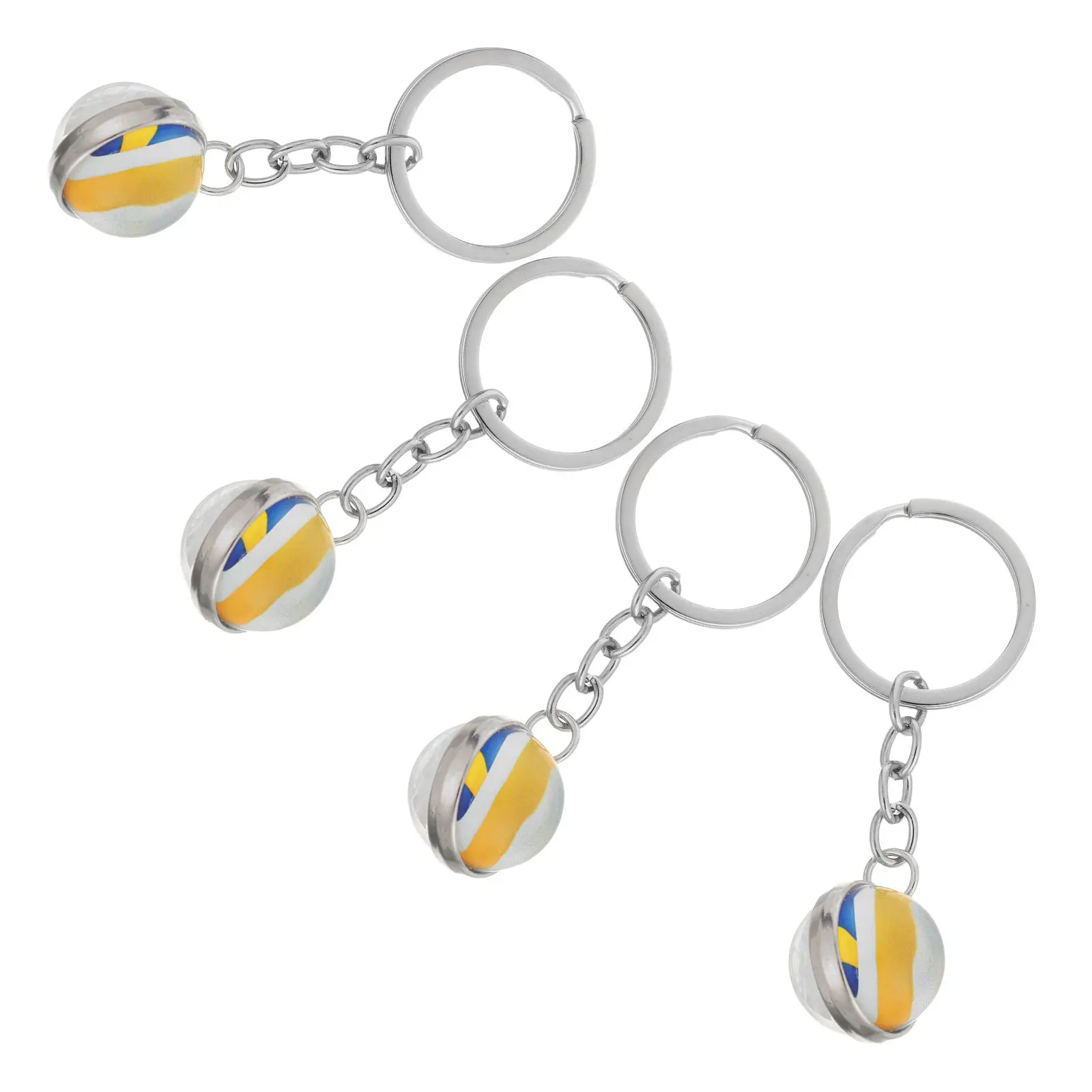 

Набор из 4 брелоков в виде волейбольных мячей: миниатюрные реалистичные спортивные мячи из цинкового сплава со стеклянными вставками для рюкзаков, сувениров для вечеринок, подарков для любителей волейбола