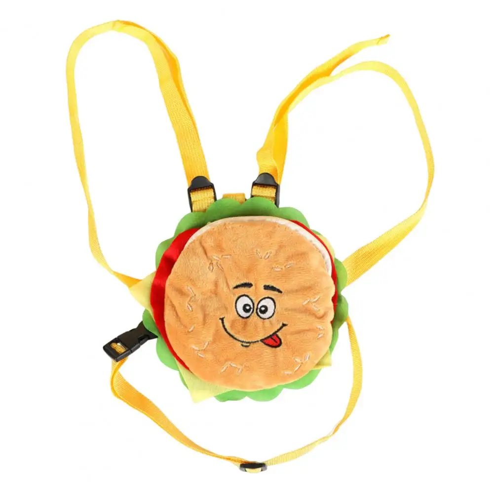 Adjustable Size Pet Backpack Hamburger Shape Pet Backpacks Cute Cartoon Puppy School Bags for Outdoor Travel Walking Cute Pet