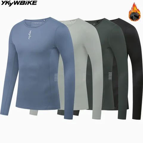 YKYWBIKE Men's Cycling Base Layers Winter& Autumn Bicycle Undershirt Long Sleeve Thermal Fleece Road Bike Cycling Base Layer