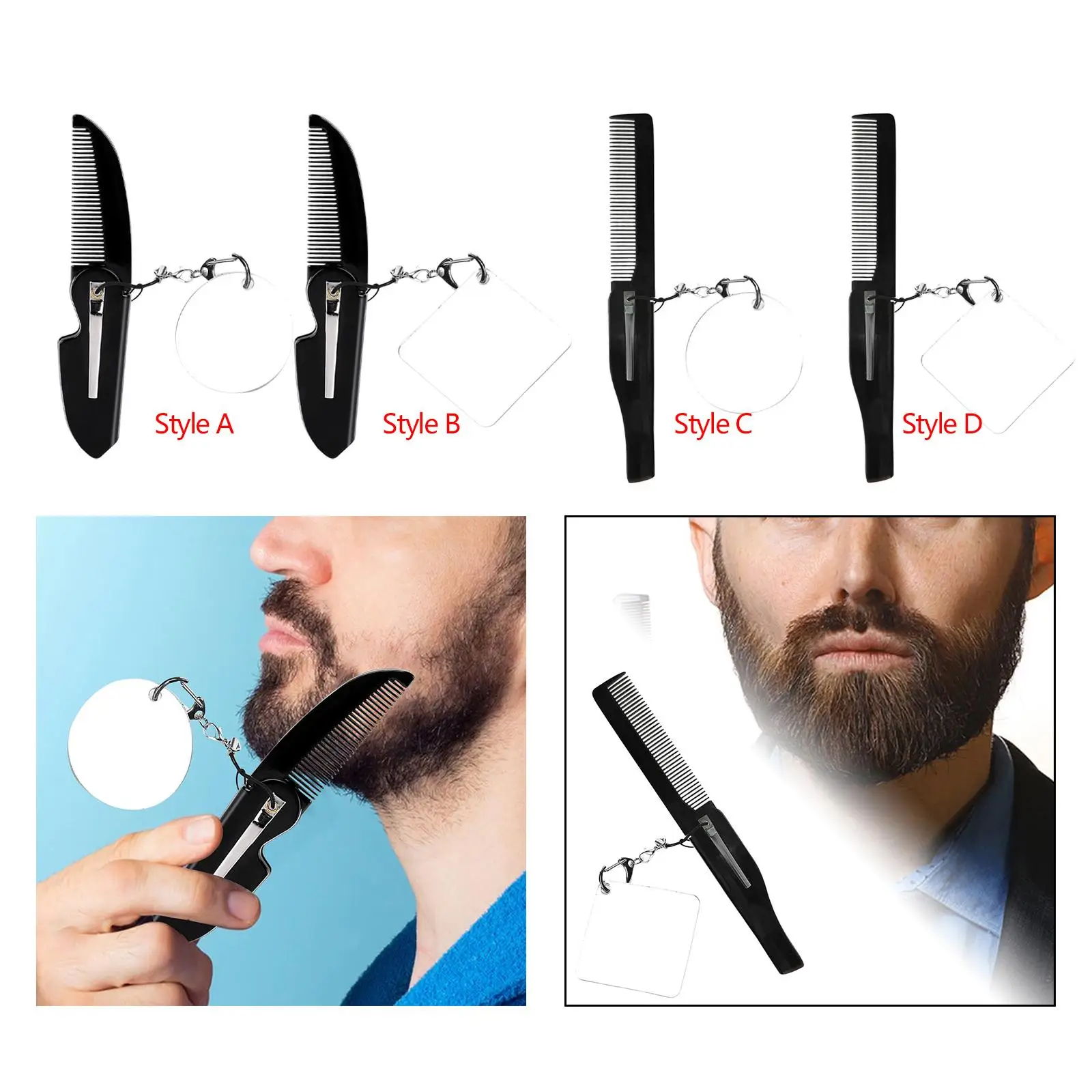 Folding Pocket Comb for Men Easy to Handle Accessories with Acrylic Mirror