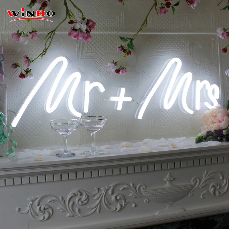 

Marriage Party Personalise Sign Custom Neon Sign Letter Acrylic Wedding Decor Led Illuminate Light Custom Mr + Mrs Neon Sign