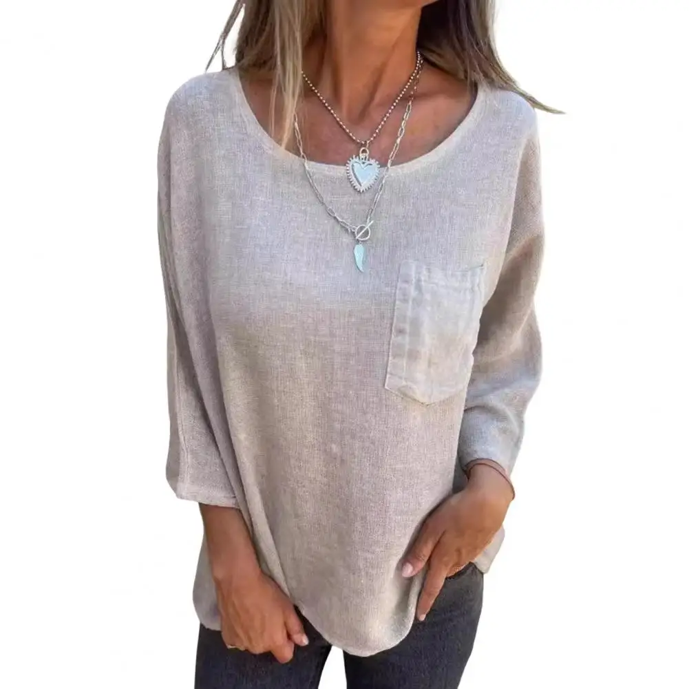 

Trendy Women Top Stylish Women's Pullover Tops Versatile V-neck Round Neck Shirts for Work Party Vacation Loose Fit for Work