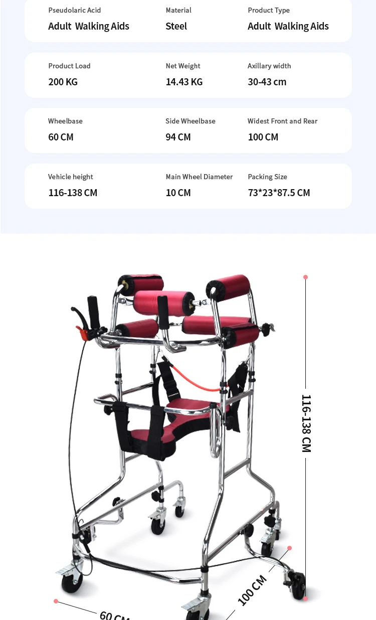 Steel Upright Walker With Seat Handbrake Height Adjustable 200kg Load Bearing Mobility Walking Aid For Disabled People Elderly