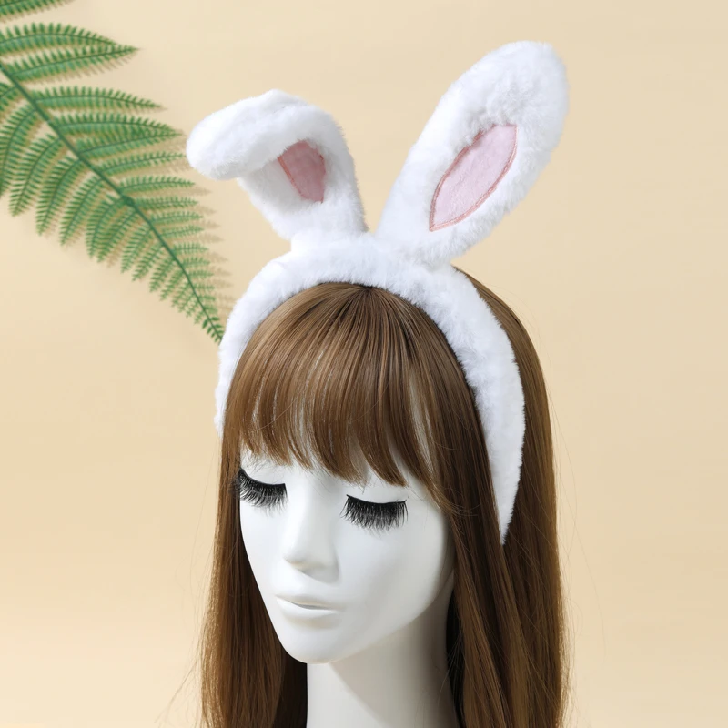 Bunny Ears Headband for Adults , Christmas Plush Rabbit Hair Hoop, Party Favors Cosplay Costume