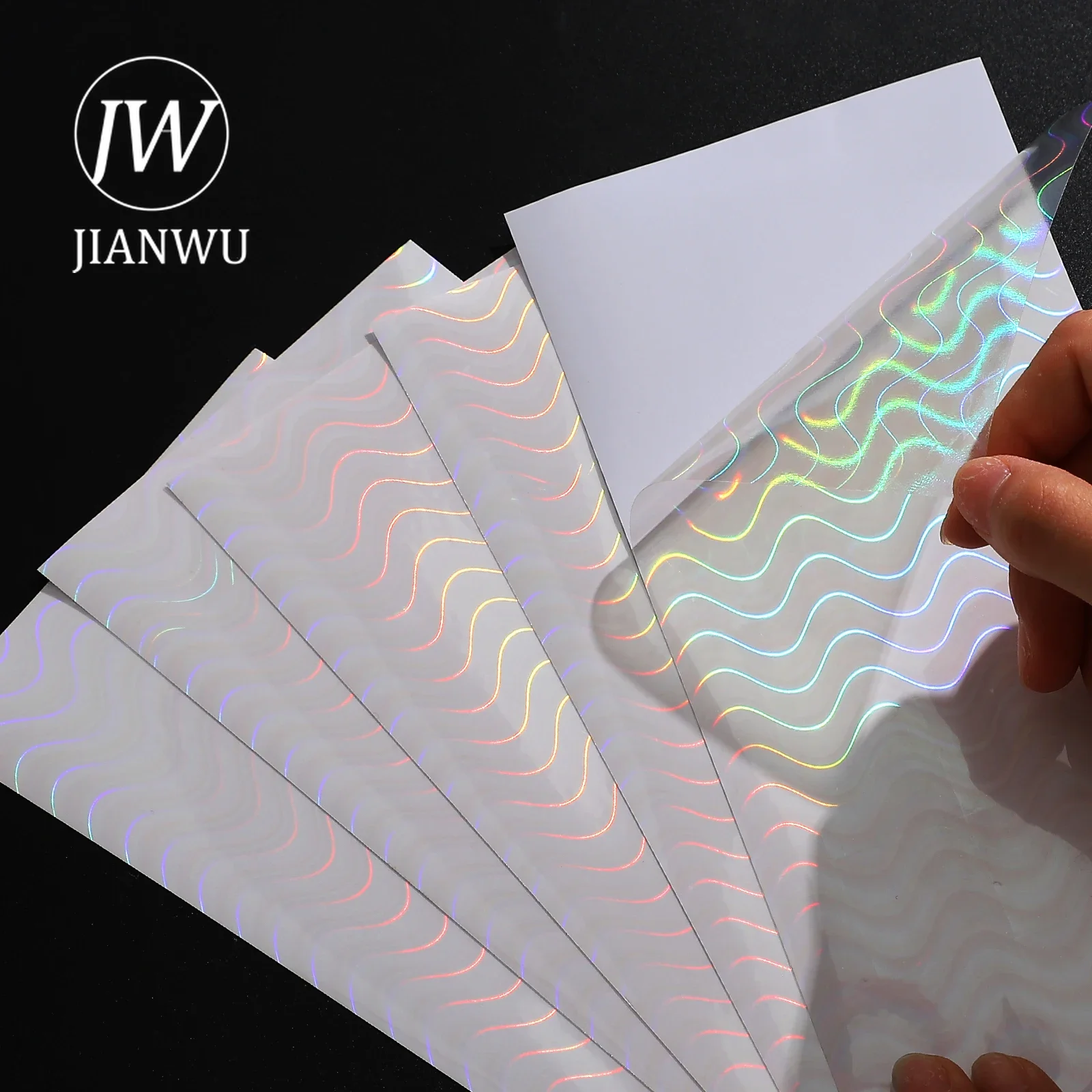 JIANWU 5 Sheets Flash Laser Film Goo Card Sticker DIY Journal Collage Decoration Scrapbooking Phone Stickers Kawaii Stationery