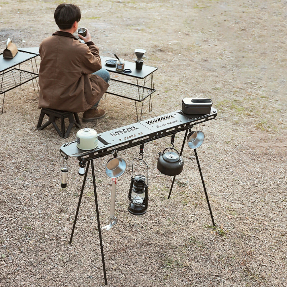 Camping Hanging Rack Top Plate Foldable Storage Table Top Board High Strength Bending with Hanging Hole for BBQ Picnic Hiking